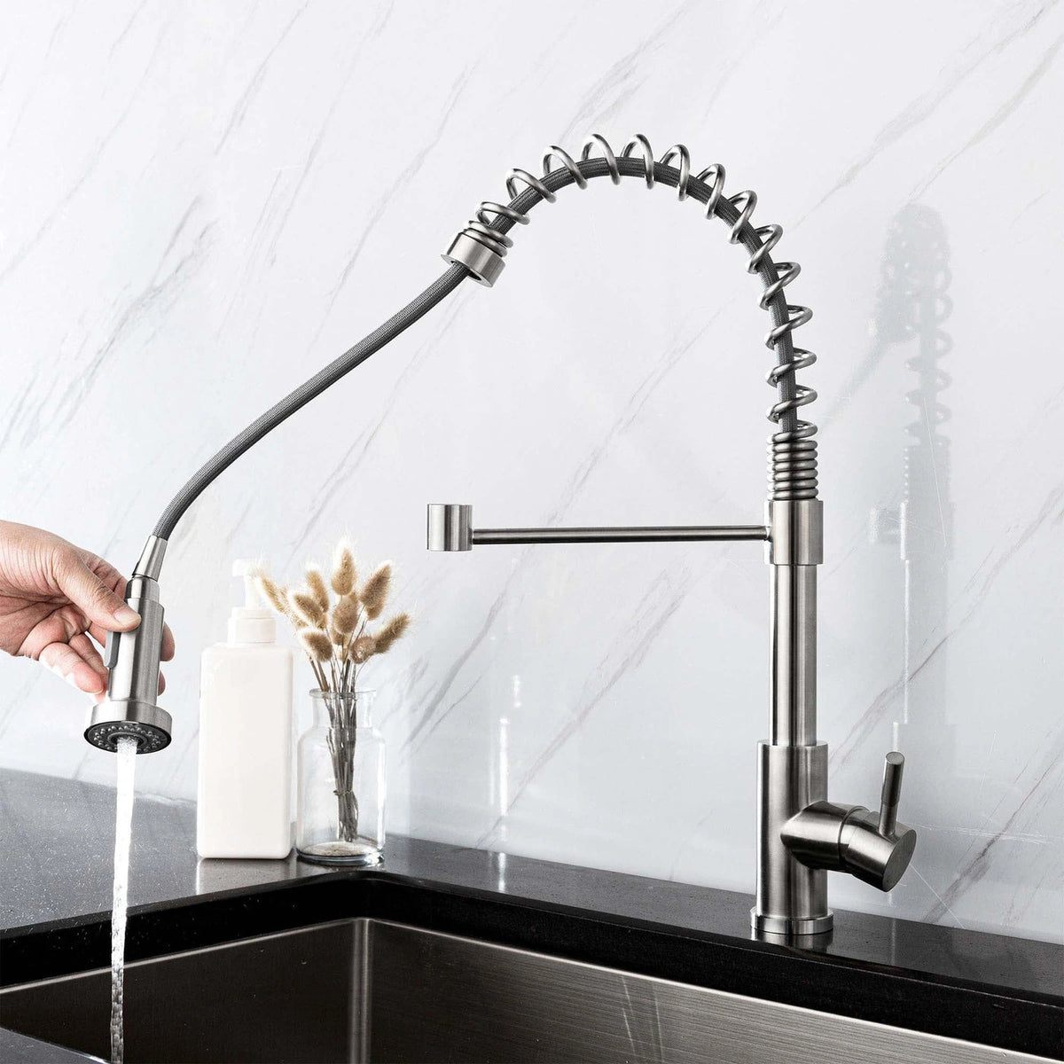 Flint - Pull Out Kitchen Tap - Spring Neck - Dual Spray