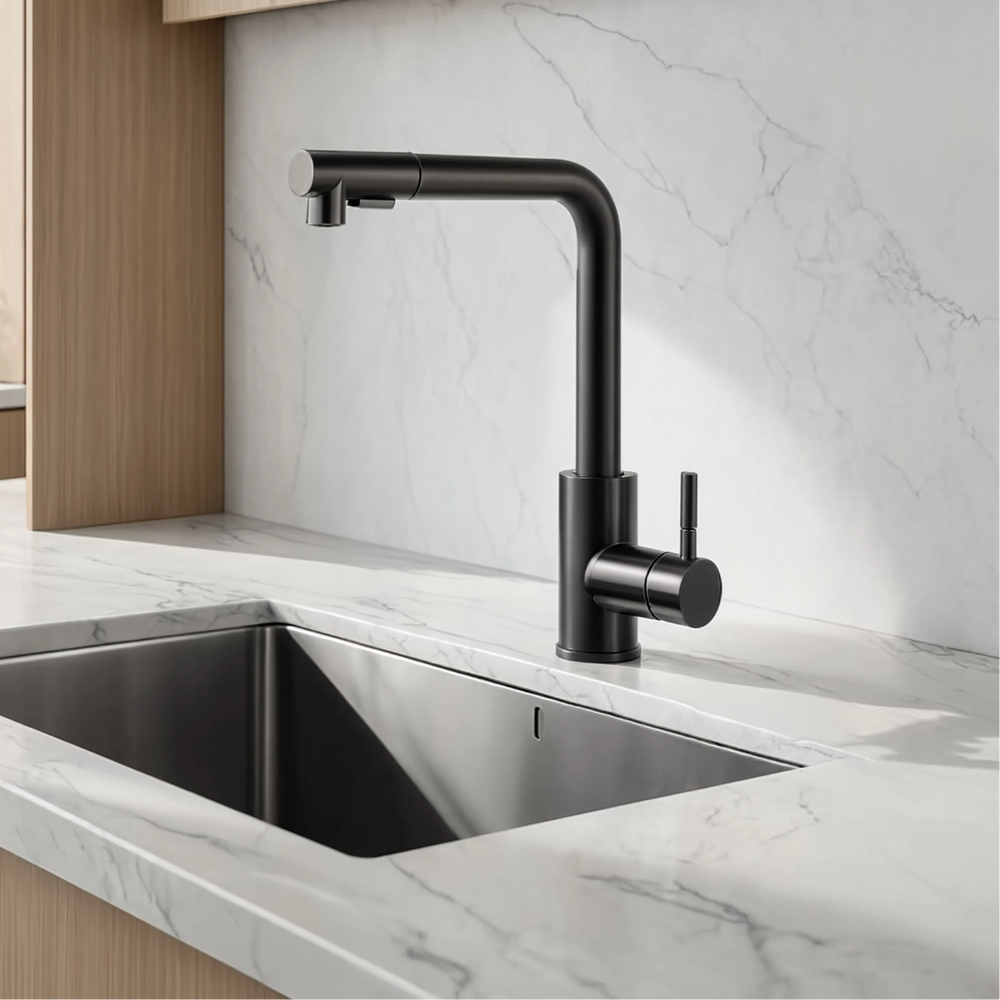 Flow - Pull Out Kitchen Tap - Straight Neck - Spray Modes