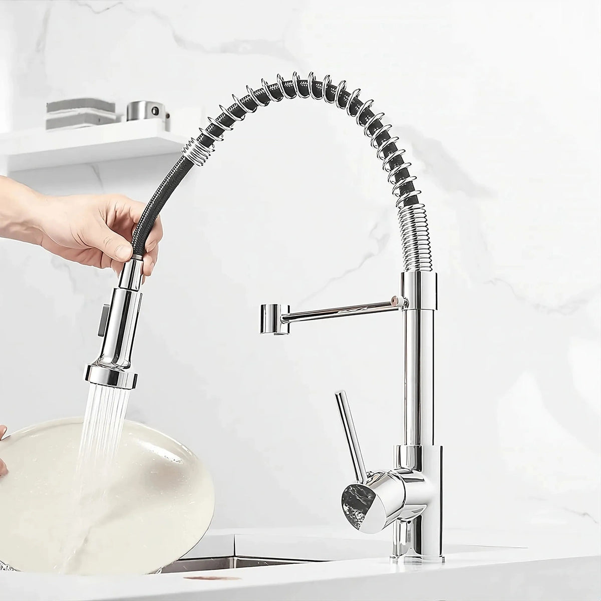 Flint - Pull Out Kitchen Tap - Spring Neck - Dual Spray
