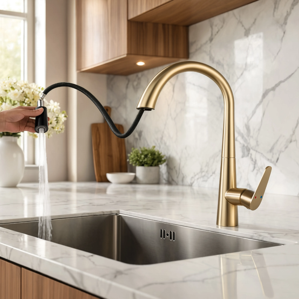 Blow - Pull Out Kitchen Tap - Goose Neck - Spray Modes