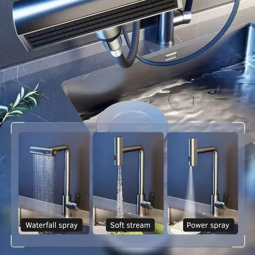 Techno - Pull Out Kitchen Tap - 360° Swivel Spray Head