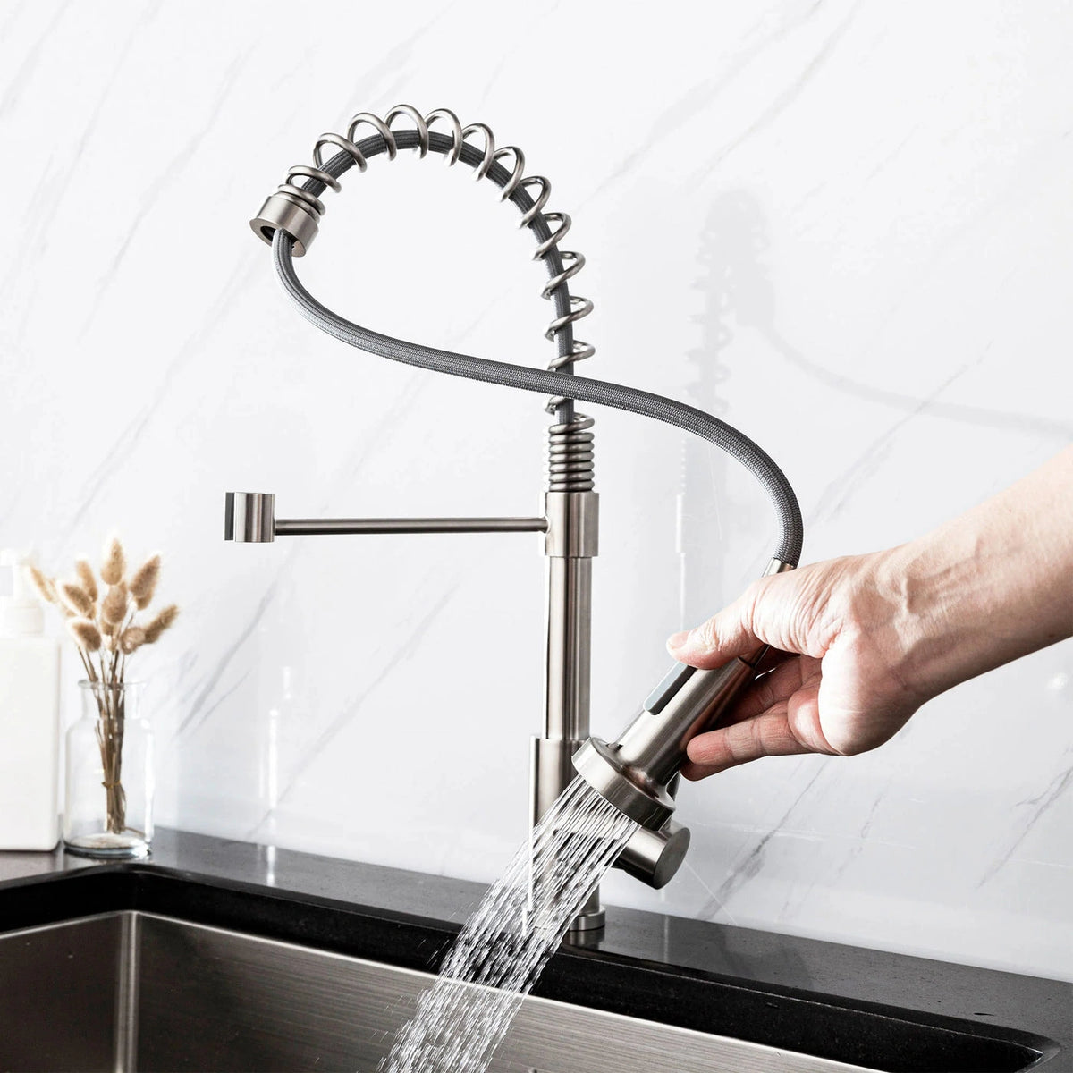 Flint - Pull Out Kitchen Tap - Spring Neck - Dual Spray