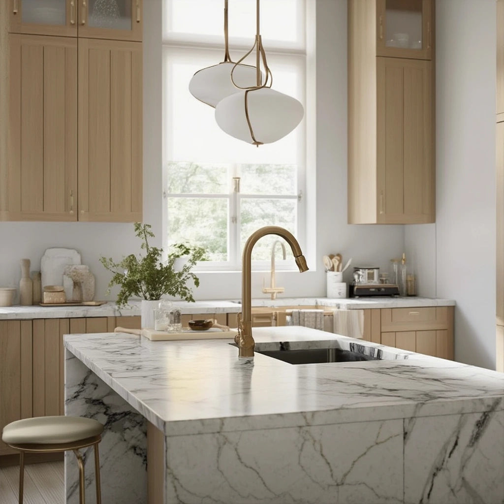 Haven - Antique Brass Pull Out Kitchen Tap - Goose Neck