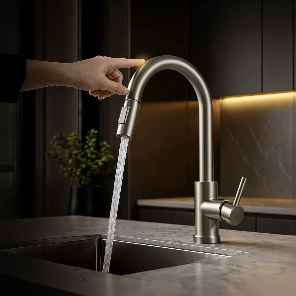 Apex - Pull Out Kitchen Tap - Smart Touch Control - Goose Neck - Spray Modes