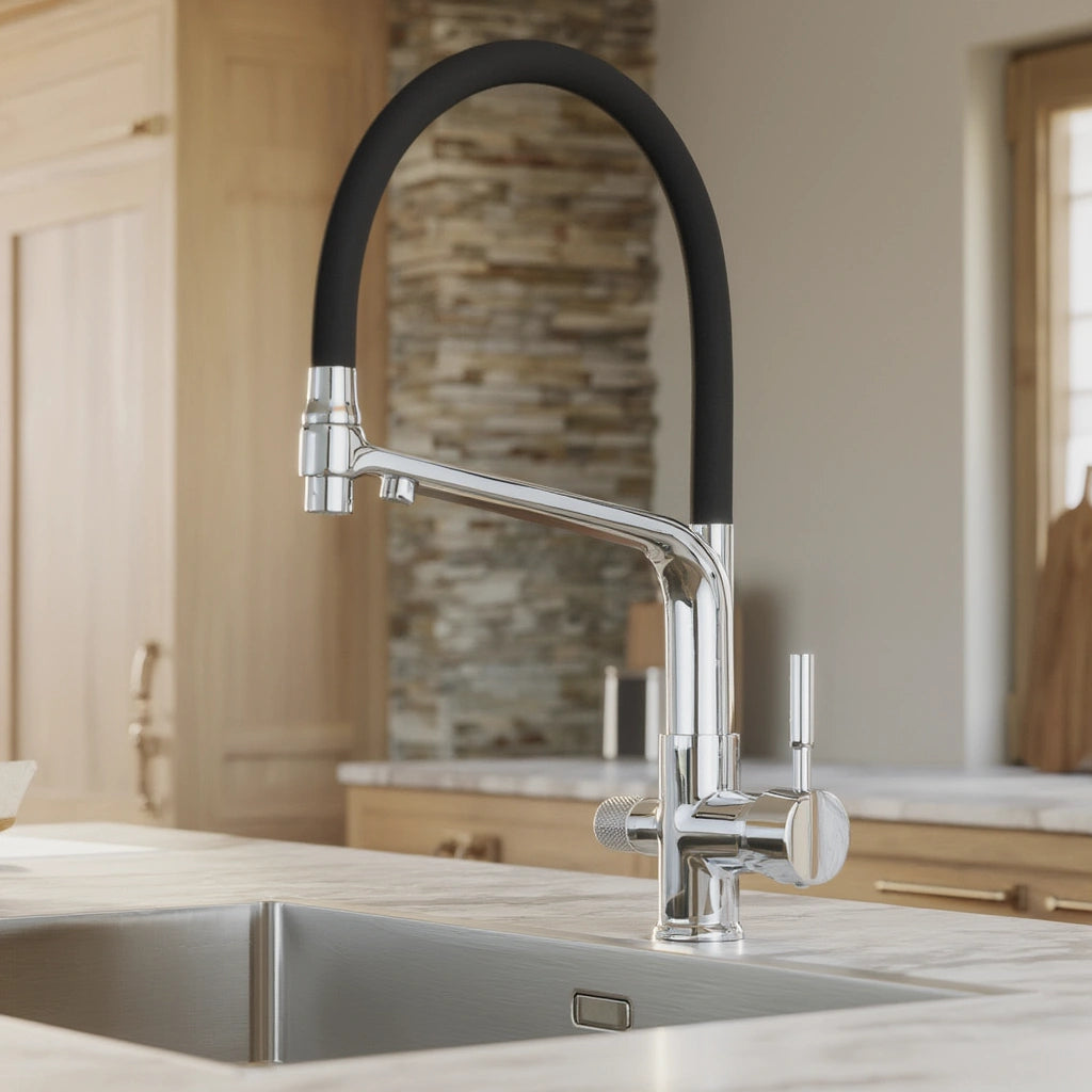 Forge - Kitchen Mixer Tap with Water Filter - Goose Neck - Dual Spout - Spray Modes