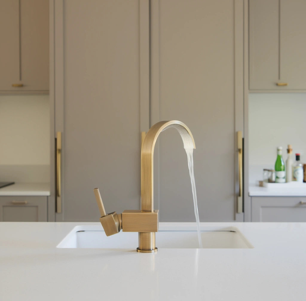 Spire - Antique Brass Kitchen Tap - Goose Neck - Traditional Design