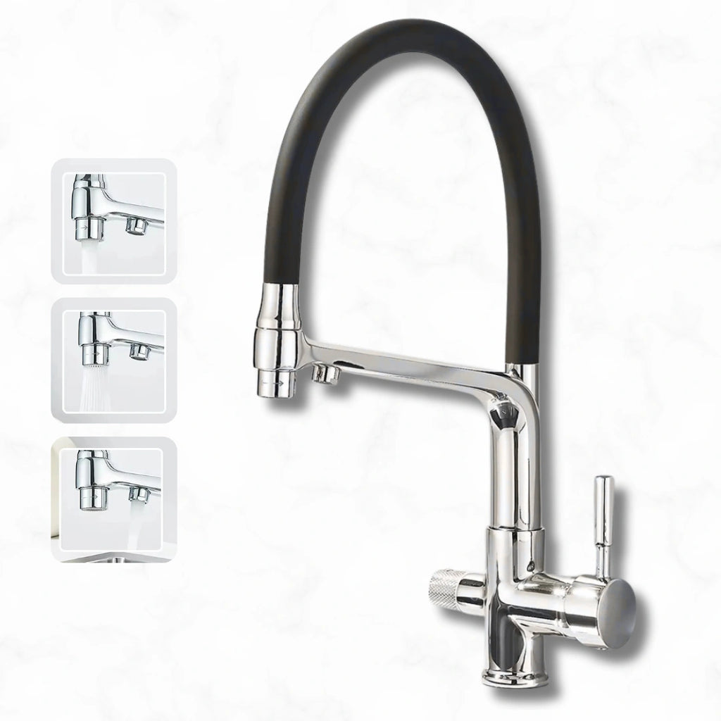 Forge - Kitchen Mixer Tap with Water Filter - Goose Neck - Dual Spout - Spray Modes
