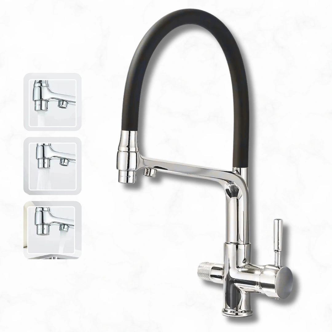 Forge - Kitchen Mixer Tap with Water Filter - Goose Neck - Dual Spout - Spray Modes