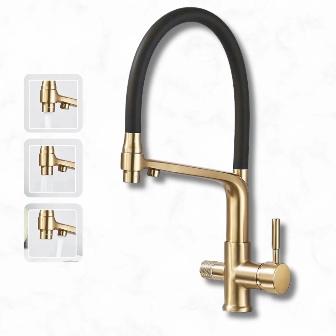 Forge - Kitchen Mixer Tap with Water Filter - Goose Neck - Dual Spout - Spray Modes
