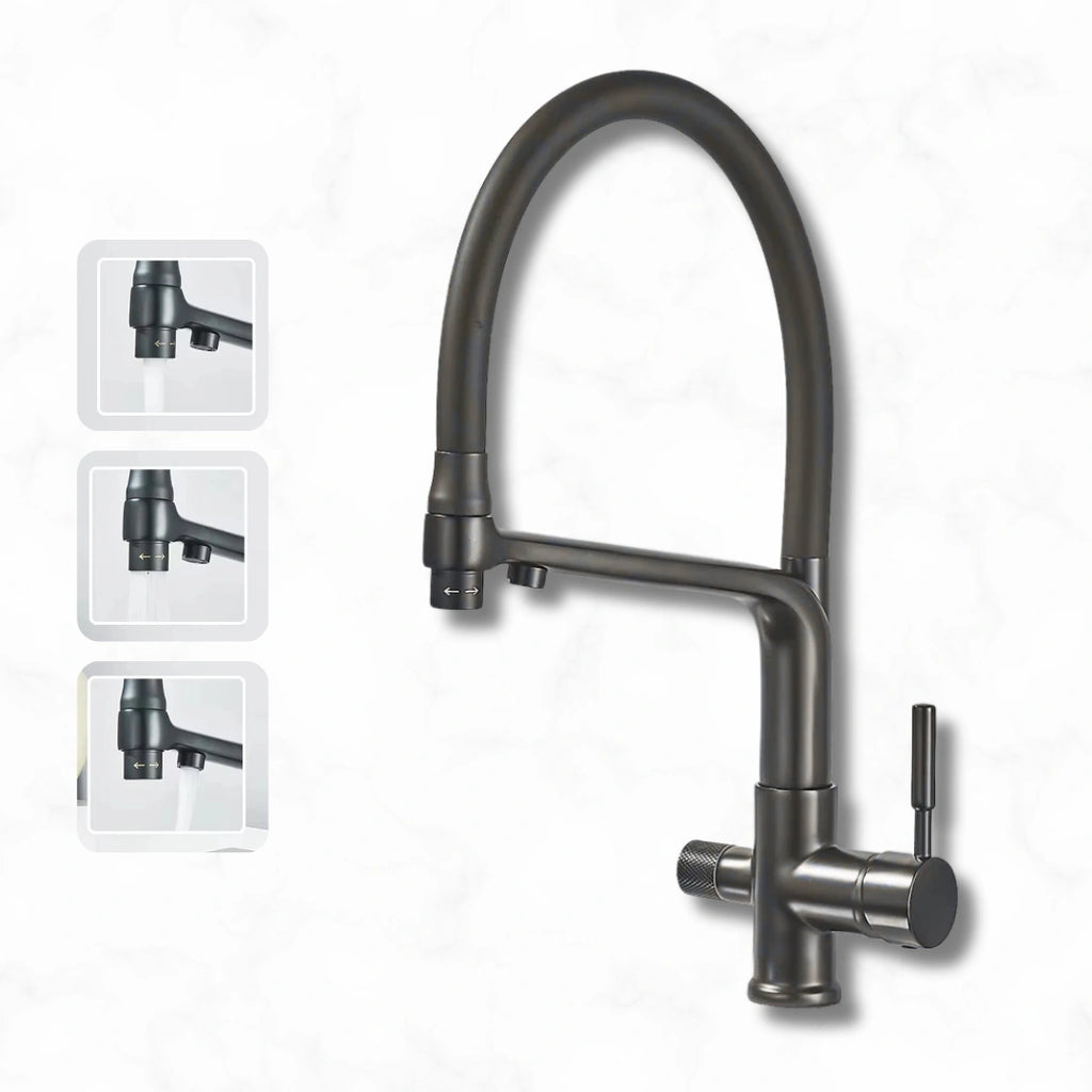 Forge - Kitchen Mixer Tap with Water Filter - Goose Neck - Dual Spout - Spray Modes