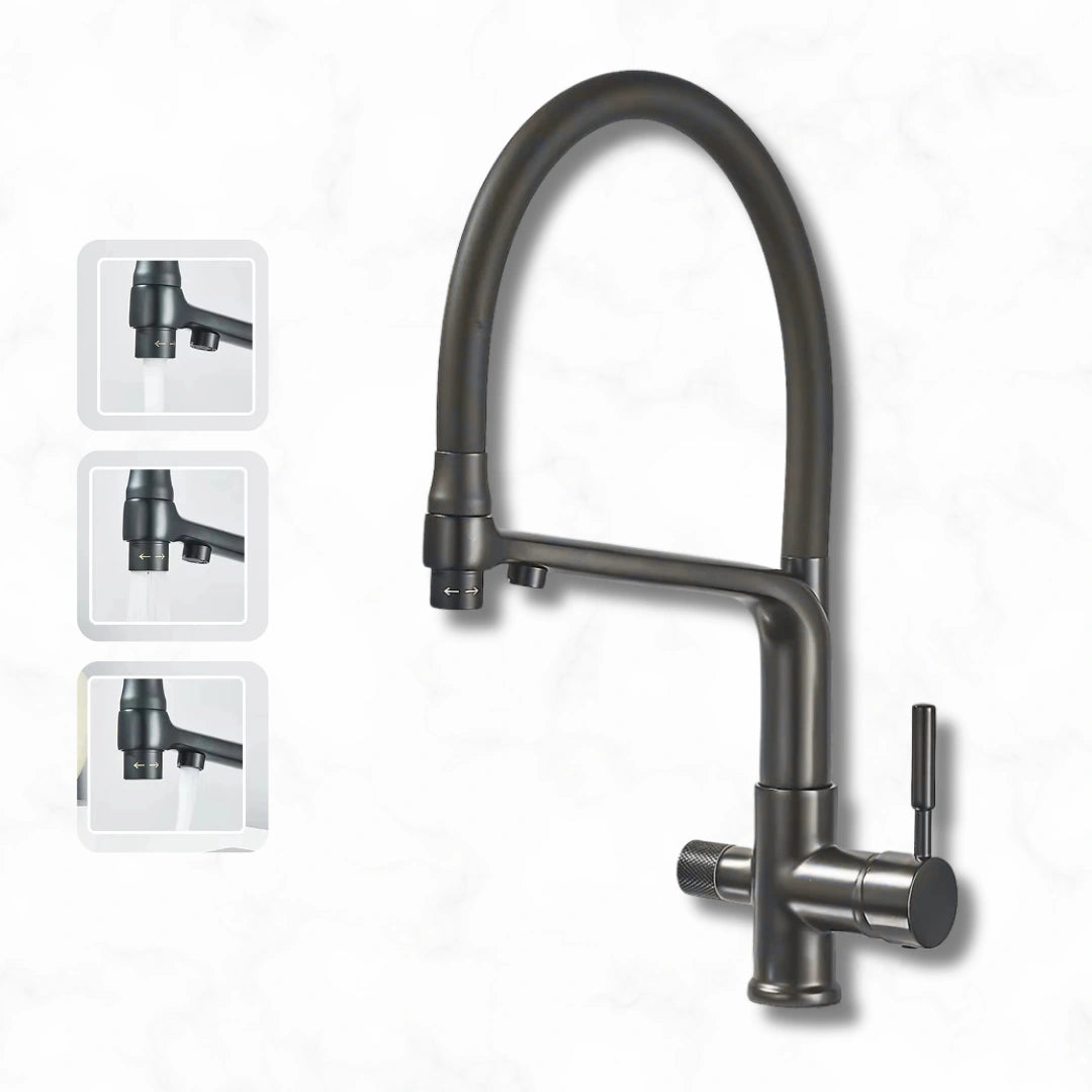 Forge - Kitchen Mixer Tap with Water Filter - Goose Neck - Dual Spout - Spray Modes