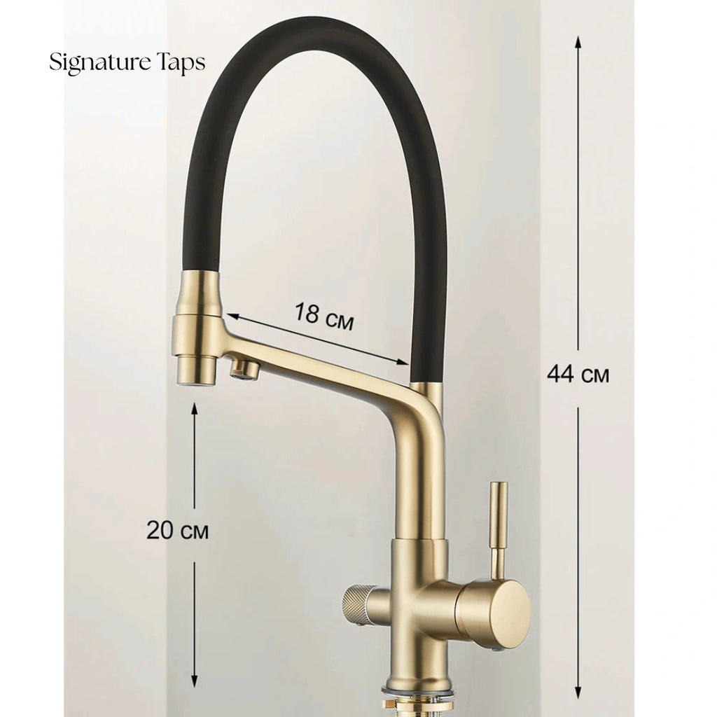 Forge - Kitchen Mixer Tap with Water Filter - Goose Neck - Dual Spout - Spray Modes