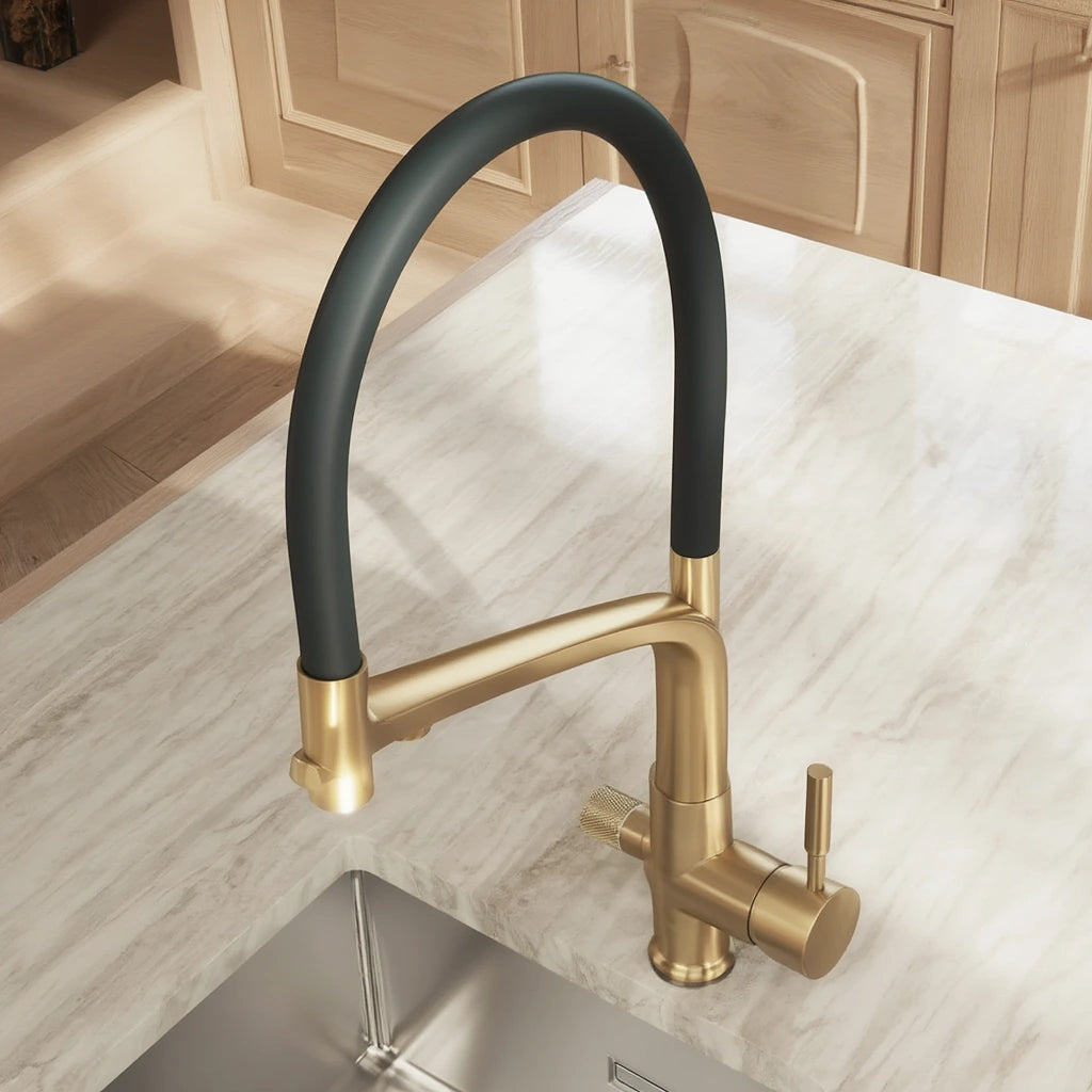 Forge - Kitchen Mixer Tap with Water Filter - Goose Neck - Dual Spout - Spray Modes