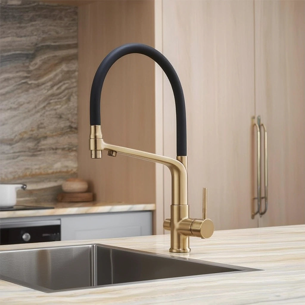 Forge - Kitchen Mixer Tap with Water Filter - Goose Neck - Dual Spout - Spray Modes