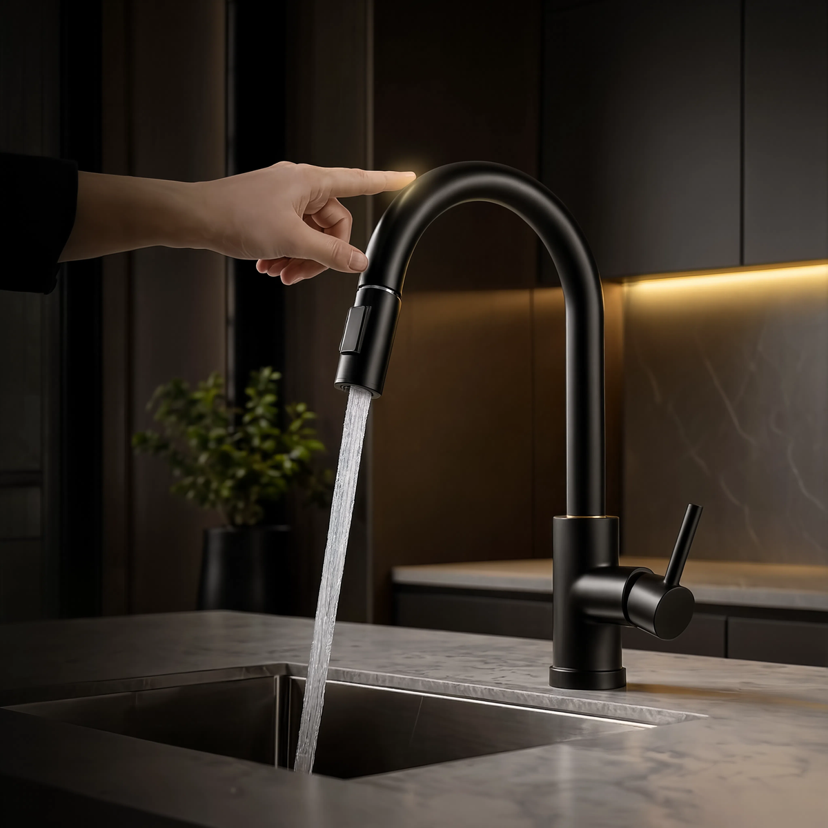 Apex - Pull Out Kitchen Tap - Smart Touch Control - Goose Neck - Spray Modes
