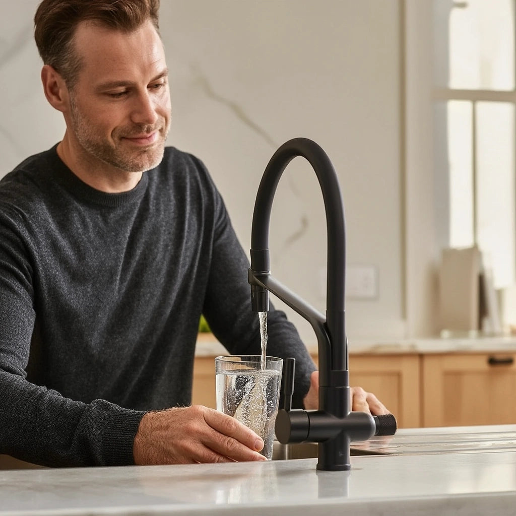 Forge - Kitchen Mixer Tap with Water Filter - Goose Neck - Dual Spout - Spray Modes