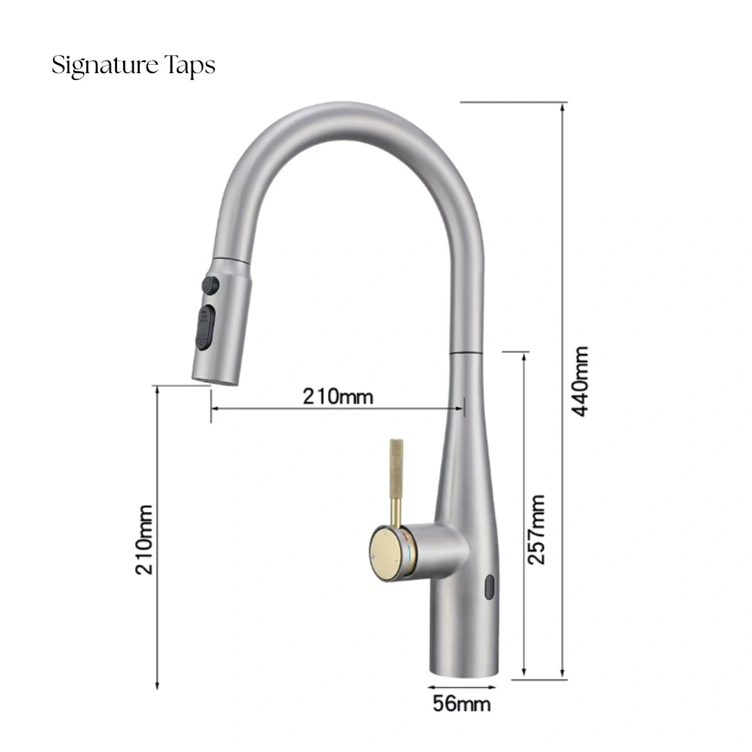 Nova - Pull Out Kitchen Tap - Brushed Nickel - Smart Touch Control - Spray Modes