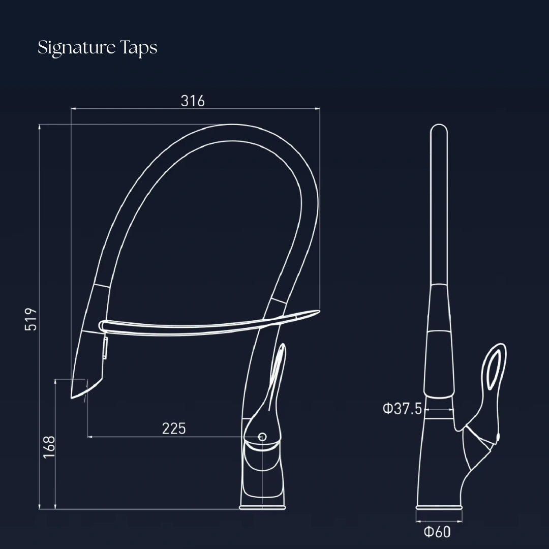 Orbit - Pull Out Kitchen Tap - Gun Metal - Smart Touch Control - Spray Modes