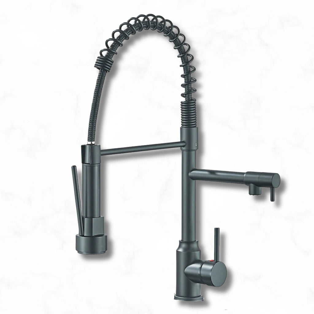 Pillar - Pull Out Kitchen Tap - Straight Neck - Dual Spray - Dual Spout