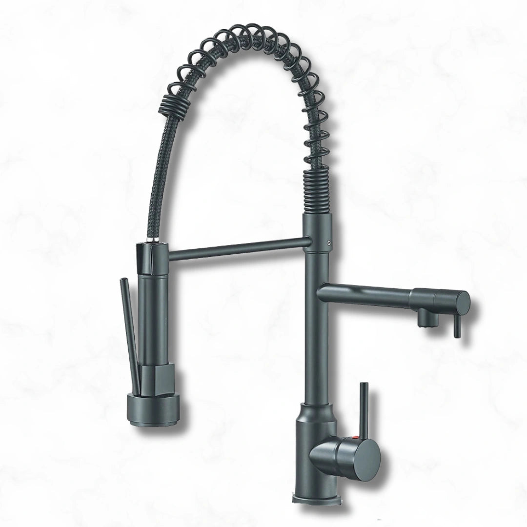 Pillar - Pull Out Kitchen Tap - Straight Neck - Dual Spray - Dual Spout