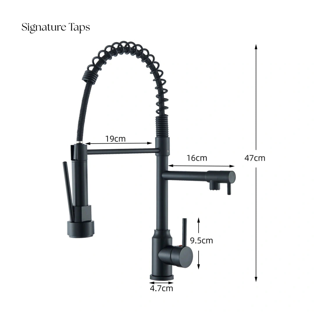 Pillar - Pull Out Kitchen Tap - Straight Neck - Dual Spray - Dual Spout