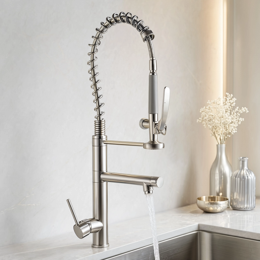 Ridge - Pull Out Kitchen Tap - Spring Neck - Dual Spray - Dual Spout