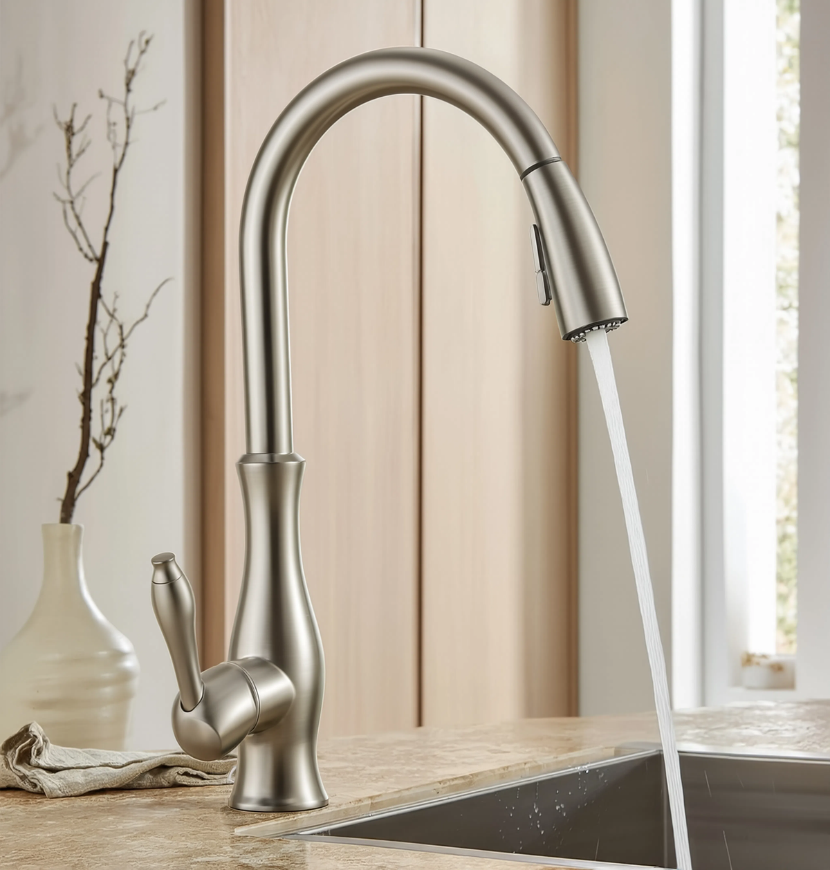 Gate - Pull Out Kitchen Tap - Goose Neck - Spray Modes