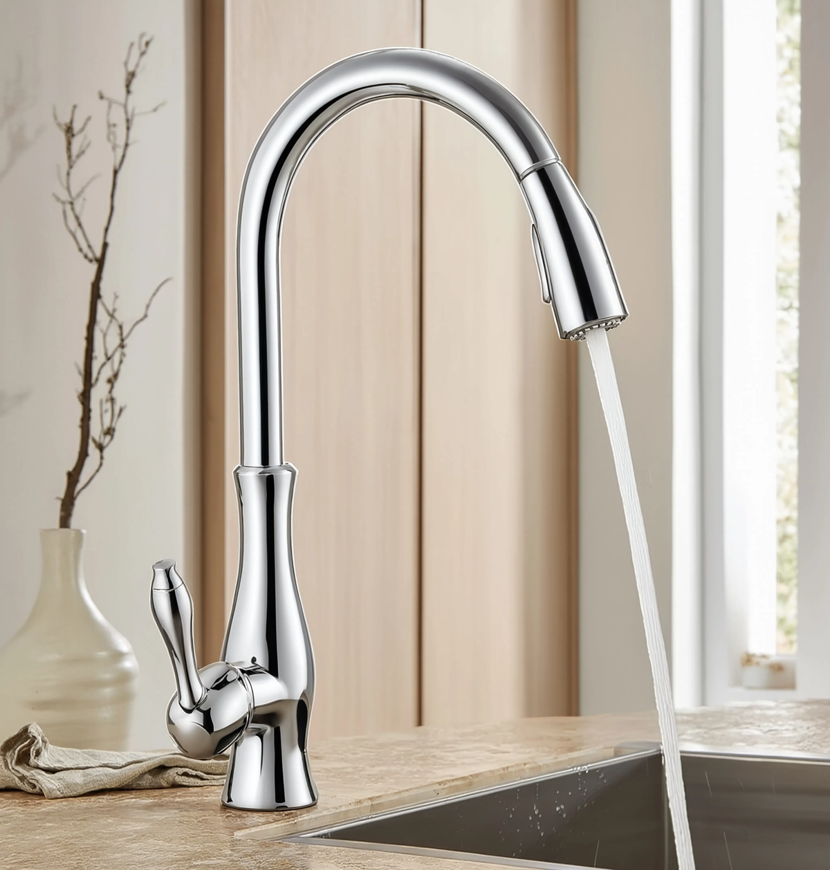 Gate - Pull Out Kitchen Tap - Goose Neck - Spray Modes