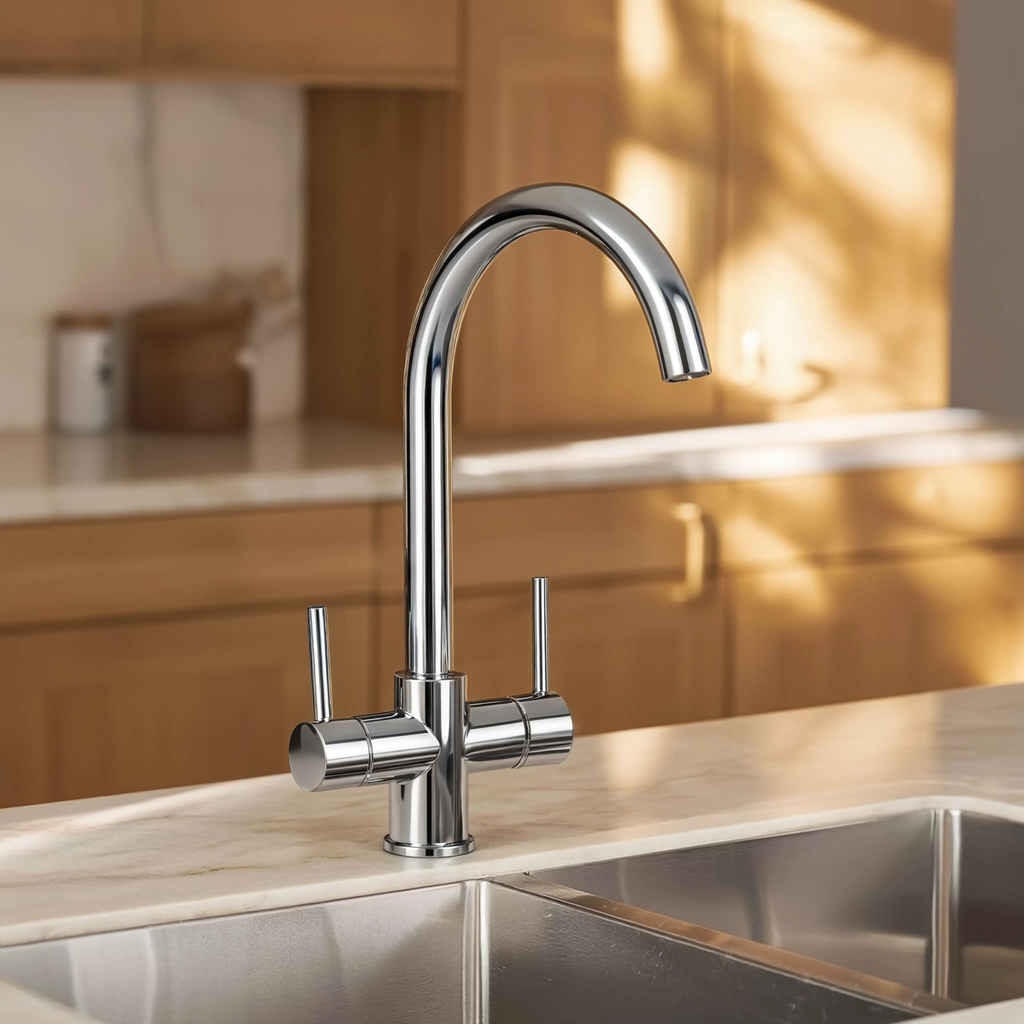 Slate - Kitchen Mixer Tap with Water Filter - Goose Neck - Dual Spout - Spray Modes