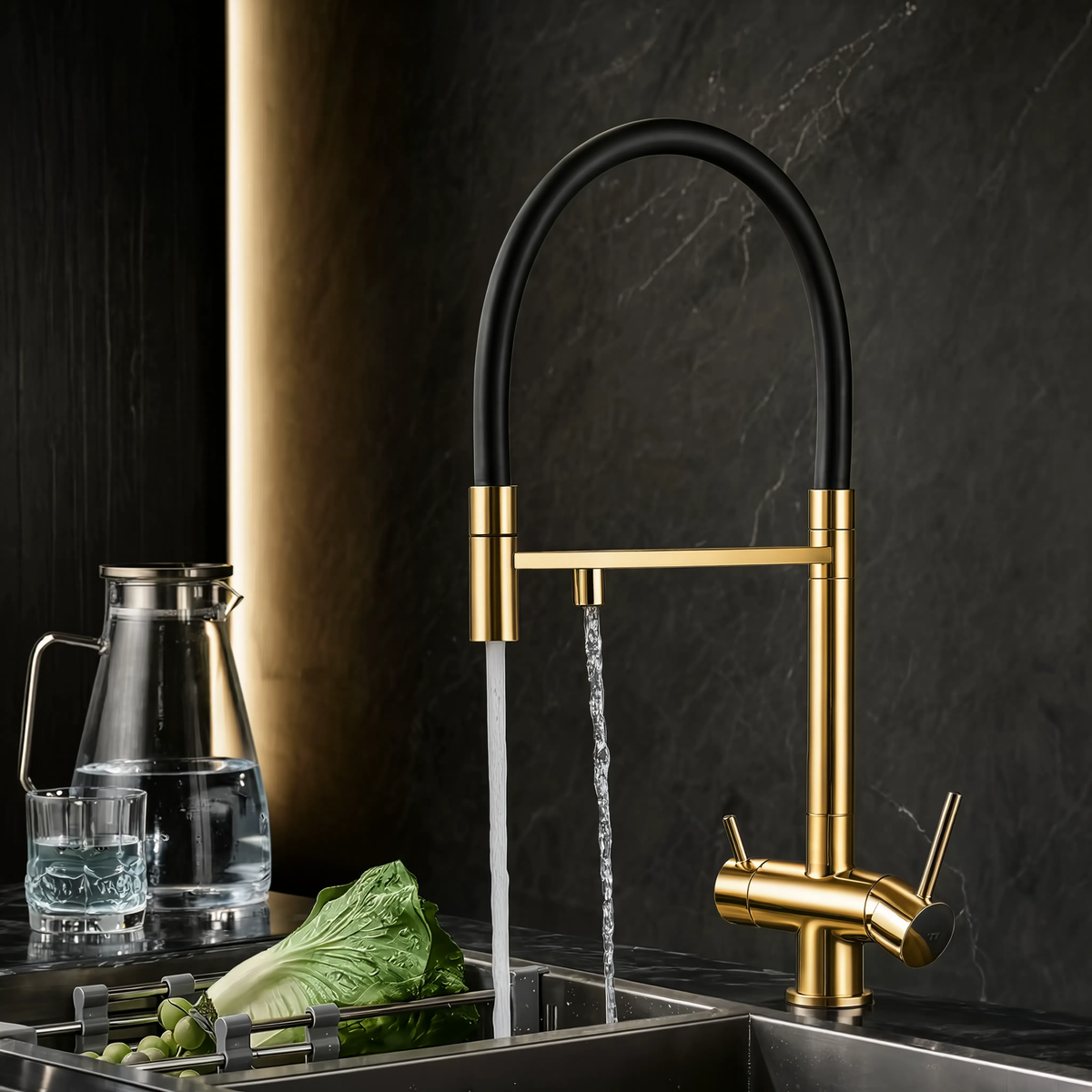 Crown - Pull Out Kitchen Tap - Spring Neck - Dual Spout