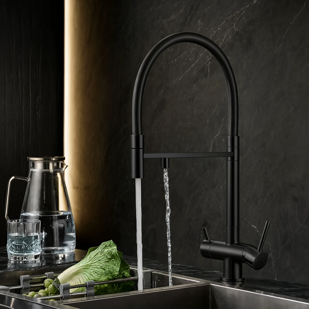 Crown - Pull Out Kitchen Tap - Spring Neck - Dual Spout