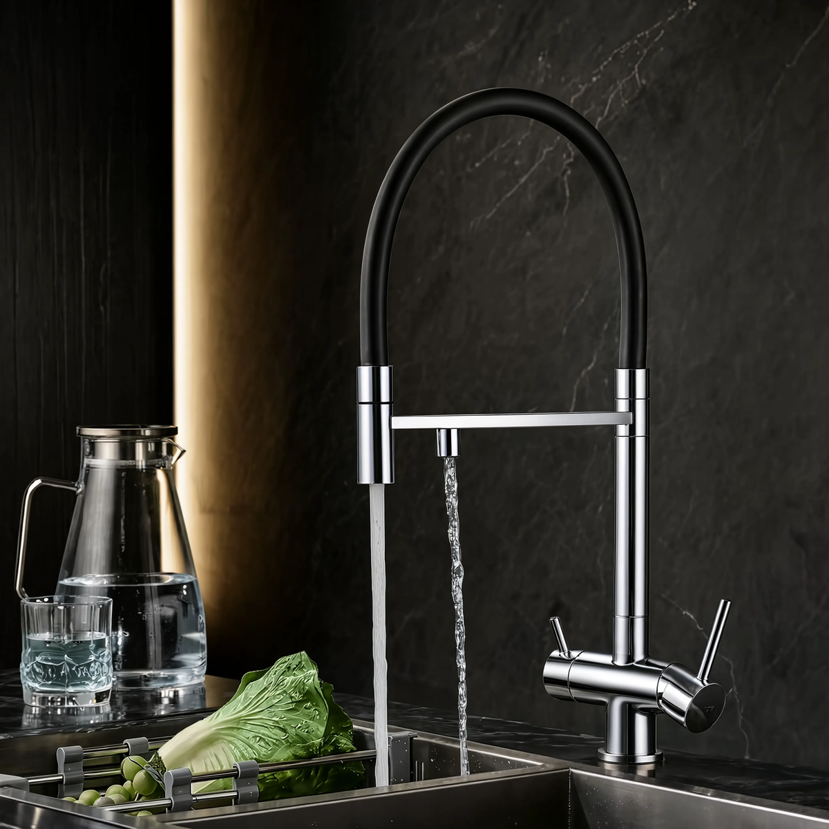Crown - Pull Out Kitchen Tap - Spring Neck - Dual Spout