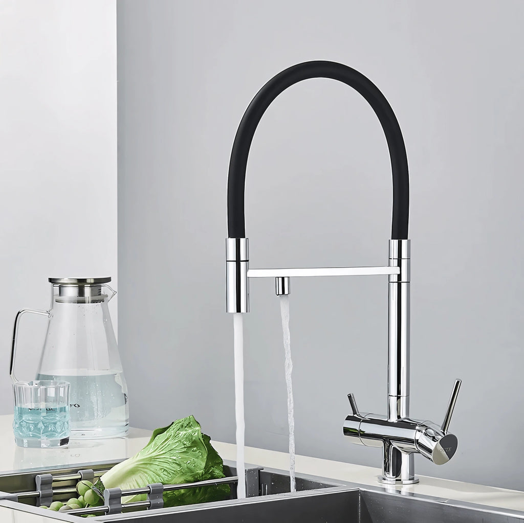Crown - Pull Out Kitchen Tap - Spring Neck - Dual Spout