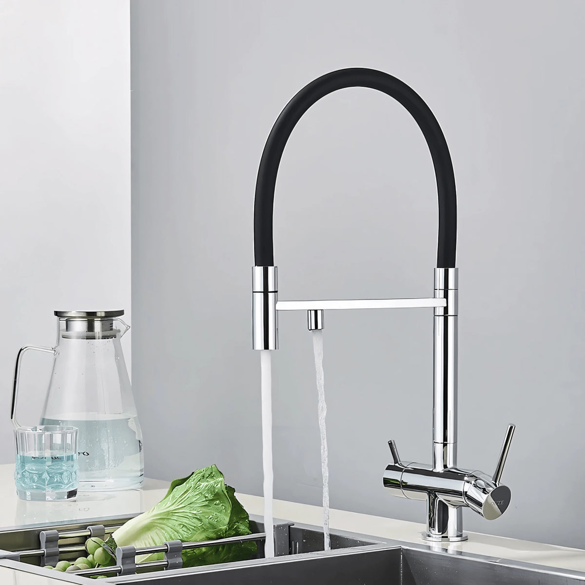 Crown - Pull Out Kitchen Tap - Spring Neck - Dual Spout