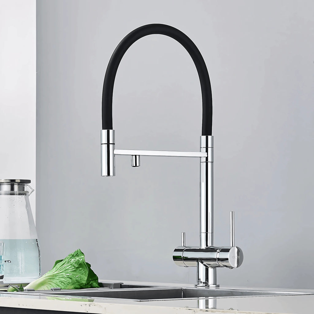 Crown - Pull Out Kitchen Tap - Spring Neck - Dual Spout