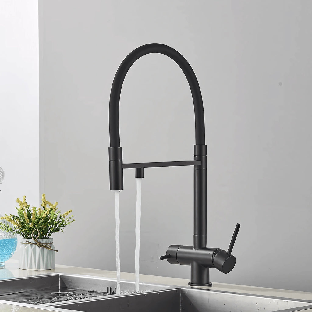 Crown - Pull Out Kitchen Tap - Spring Neck - Dual Spout