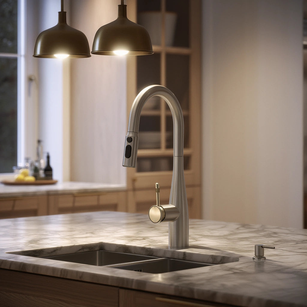Nova - Pull Out Kitchen Tap - Brushed Nickel - Smart Touch Control - Spray Modes