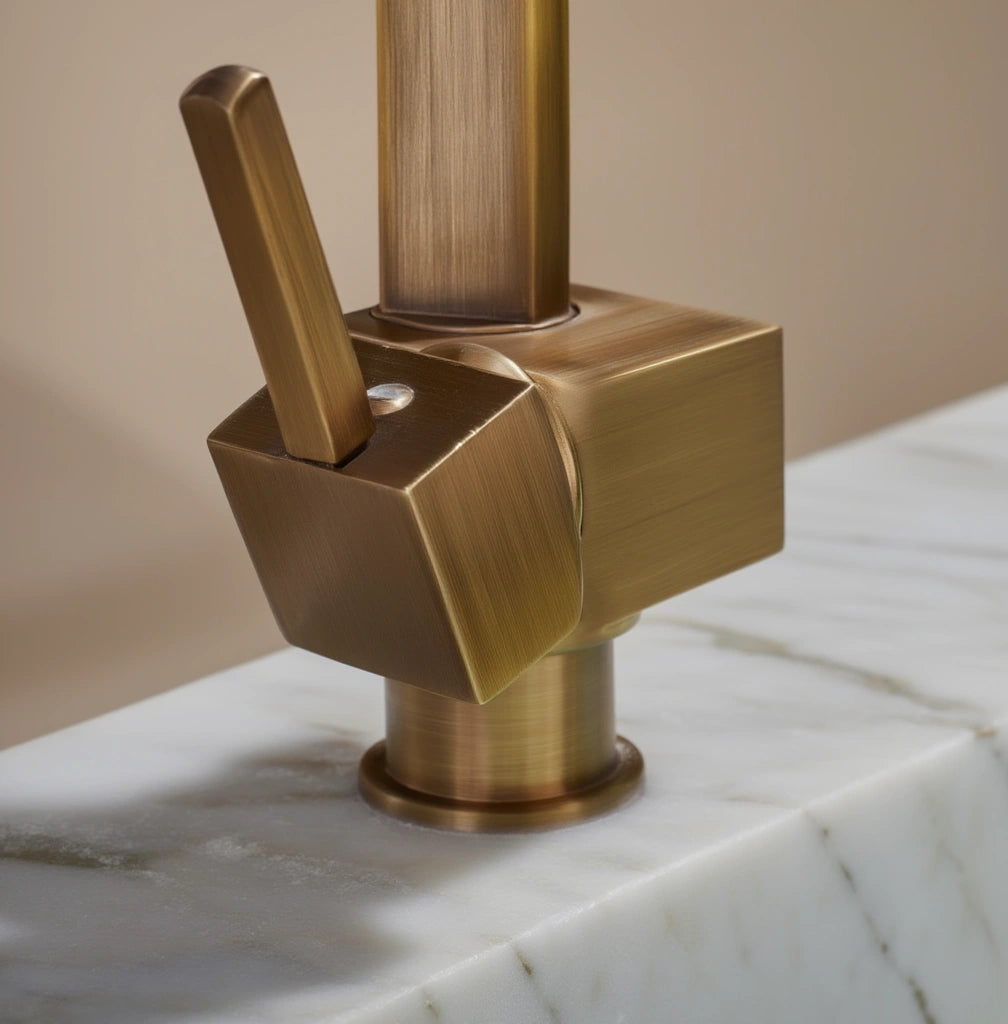Spire - Antique Brass Kitchen Tap - Goose Neck - Traditional Design