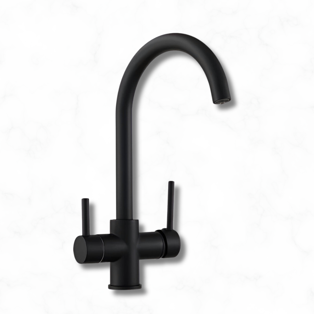 Slate - Kitchen Mixer Tap with Water Filter - Goose Neck - Dual Spout - Spray Modes