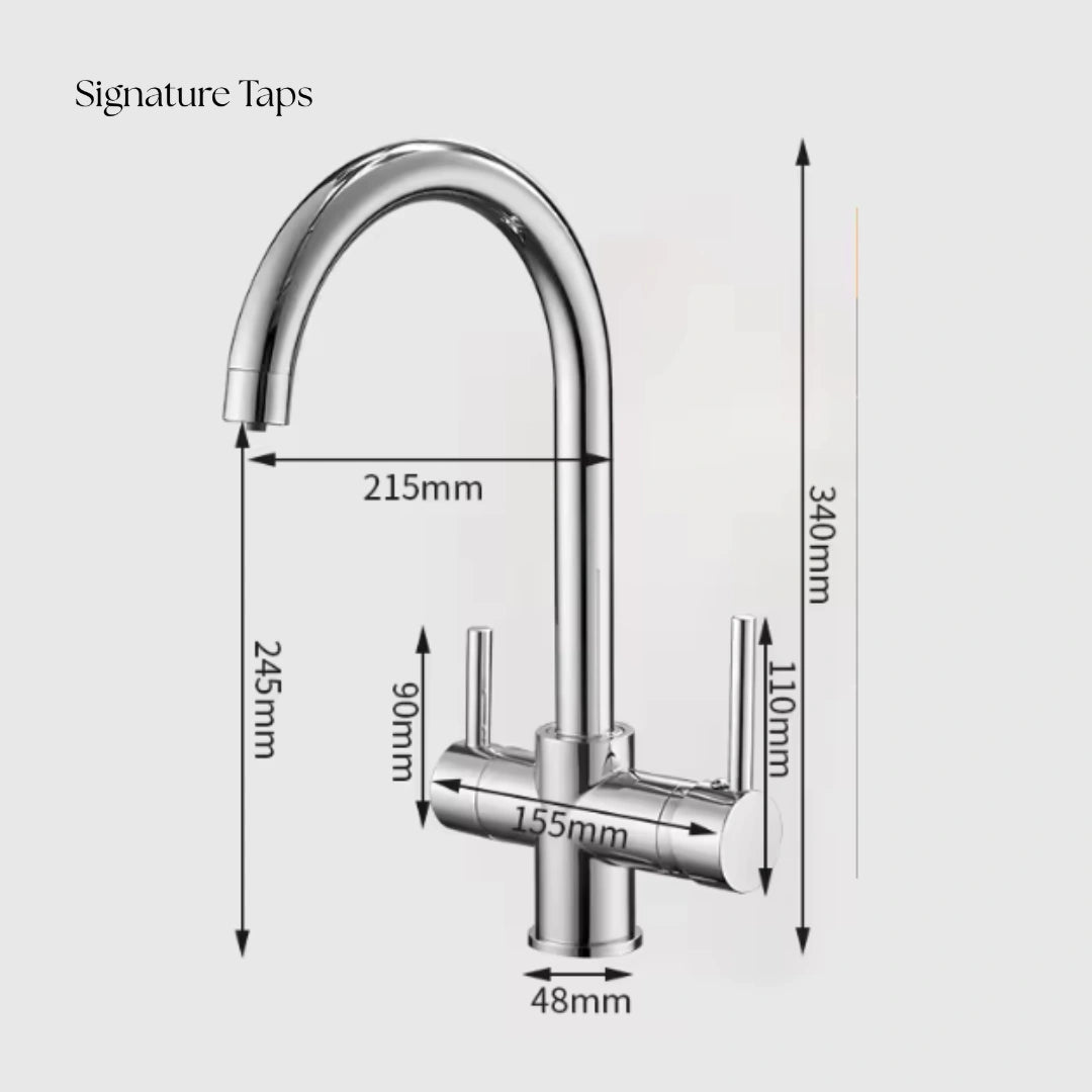 Slate - Kitchen Mixer Tap with Water Filter - Goose Neck - Dual Spout - Spray Modes