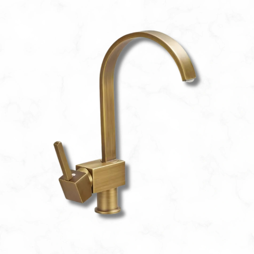 Spire - Antique Brass Kitchen Tap - Goose Neck - Traditional Design