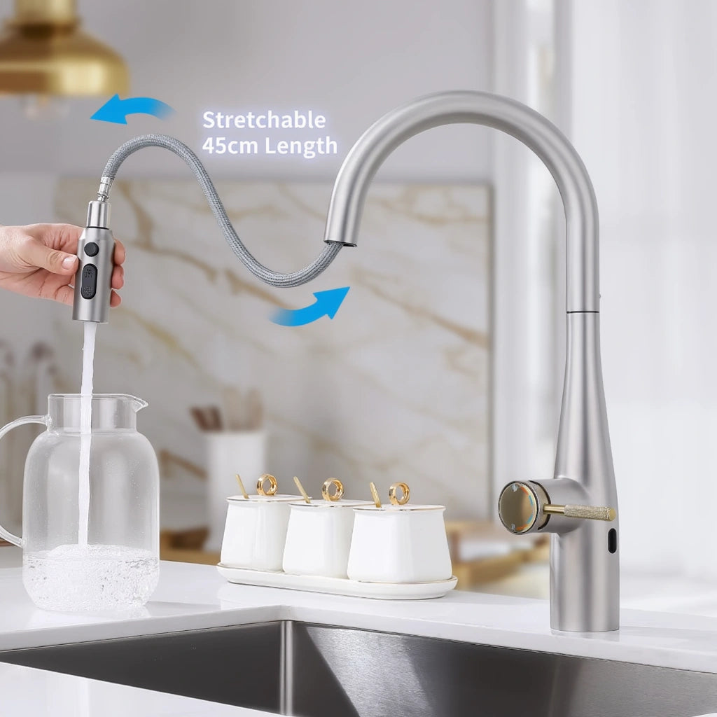 Nova - Pull Out Kitchen Tap - Brushed Nickel - Smart Touch Control - Spray Modes