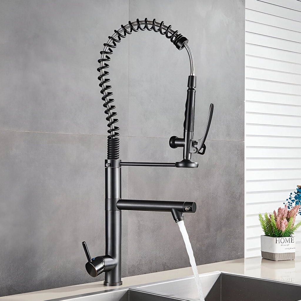 Ridge - Pull Out Kitchen Tap - Spring Neck - Dual Spray - Dual Spout