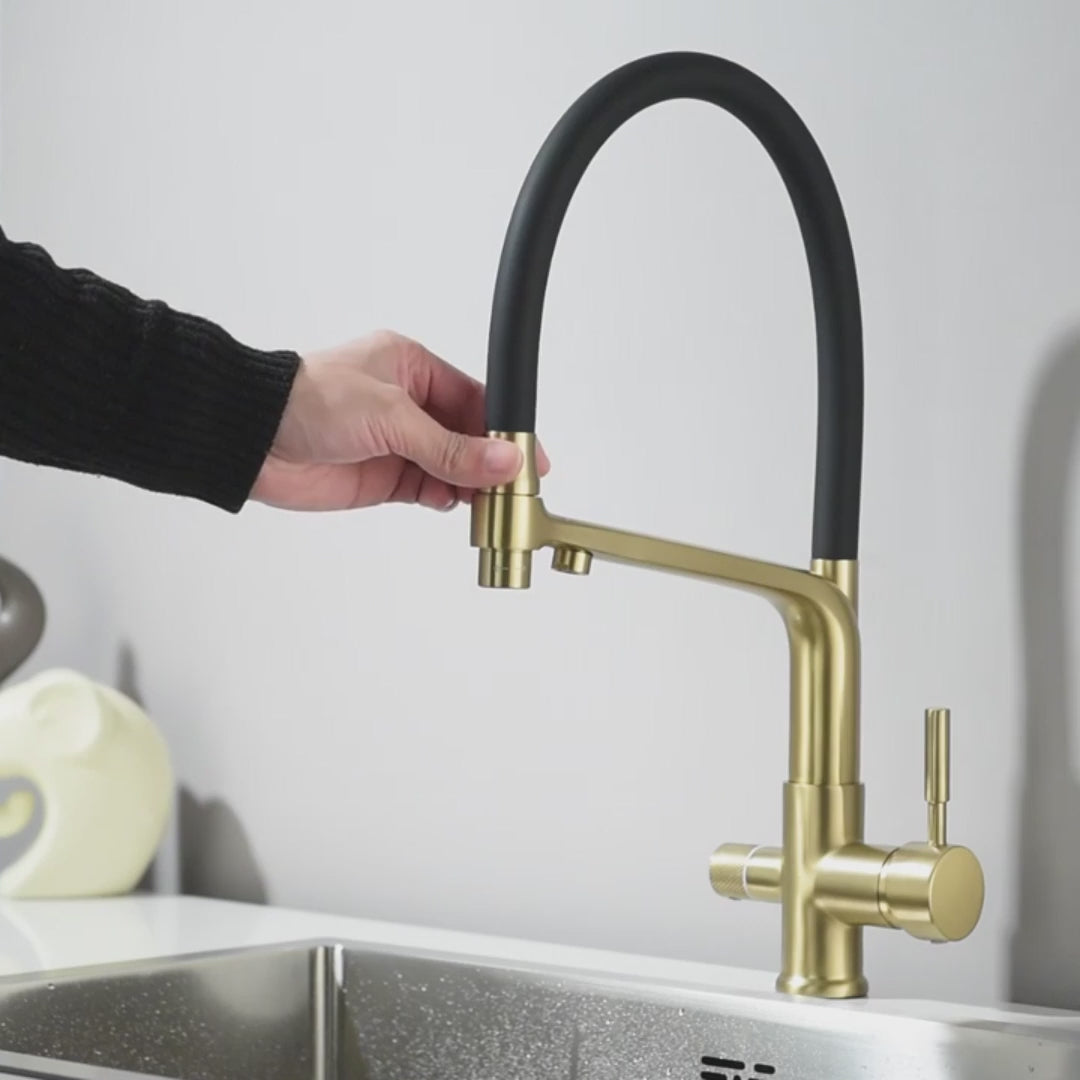 Forge - Kitchen Mixer Tap with Water Filter - Goose Neck - Dual Spout - Spray Modes